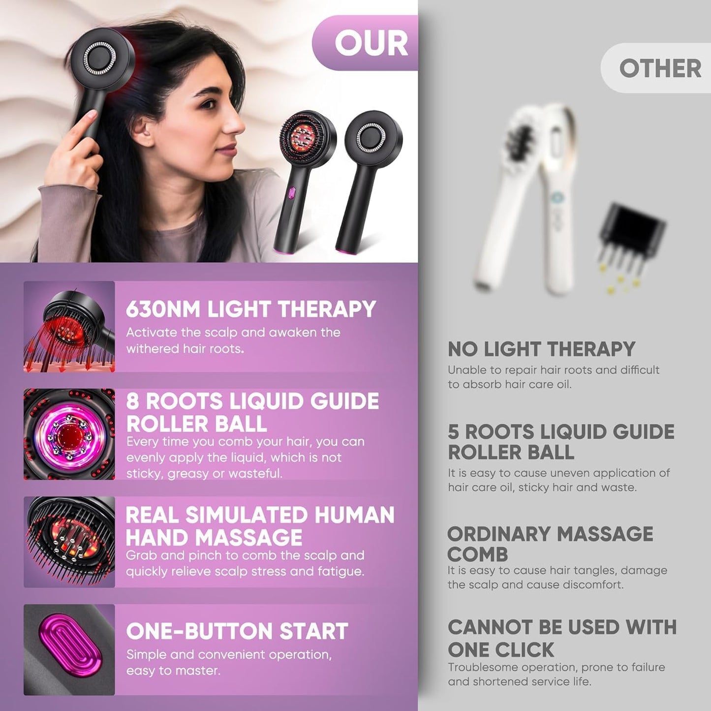 Electric Head Scalp Massager 2 In 1 Scalp Massage Brush And Oil Applicator Electric Head Massager