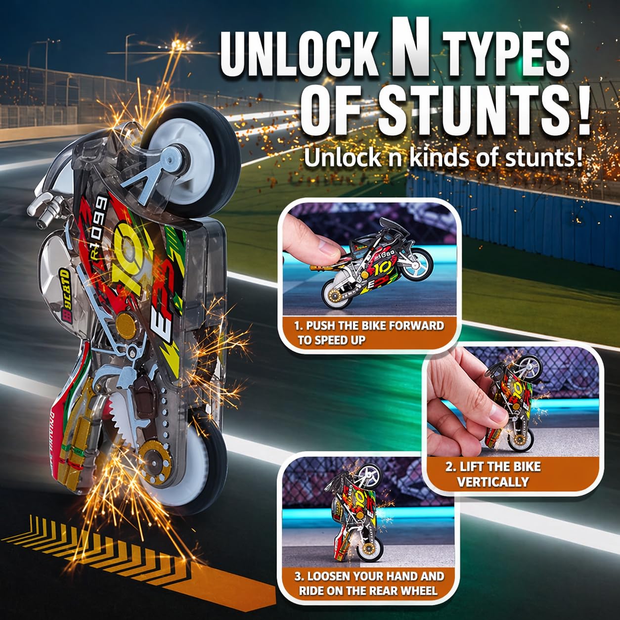 Sparkling Stunt Bike Keychain