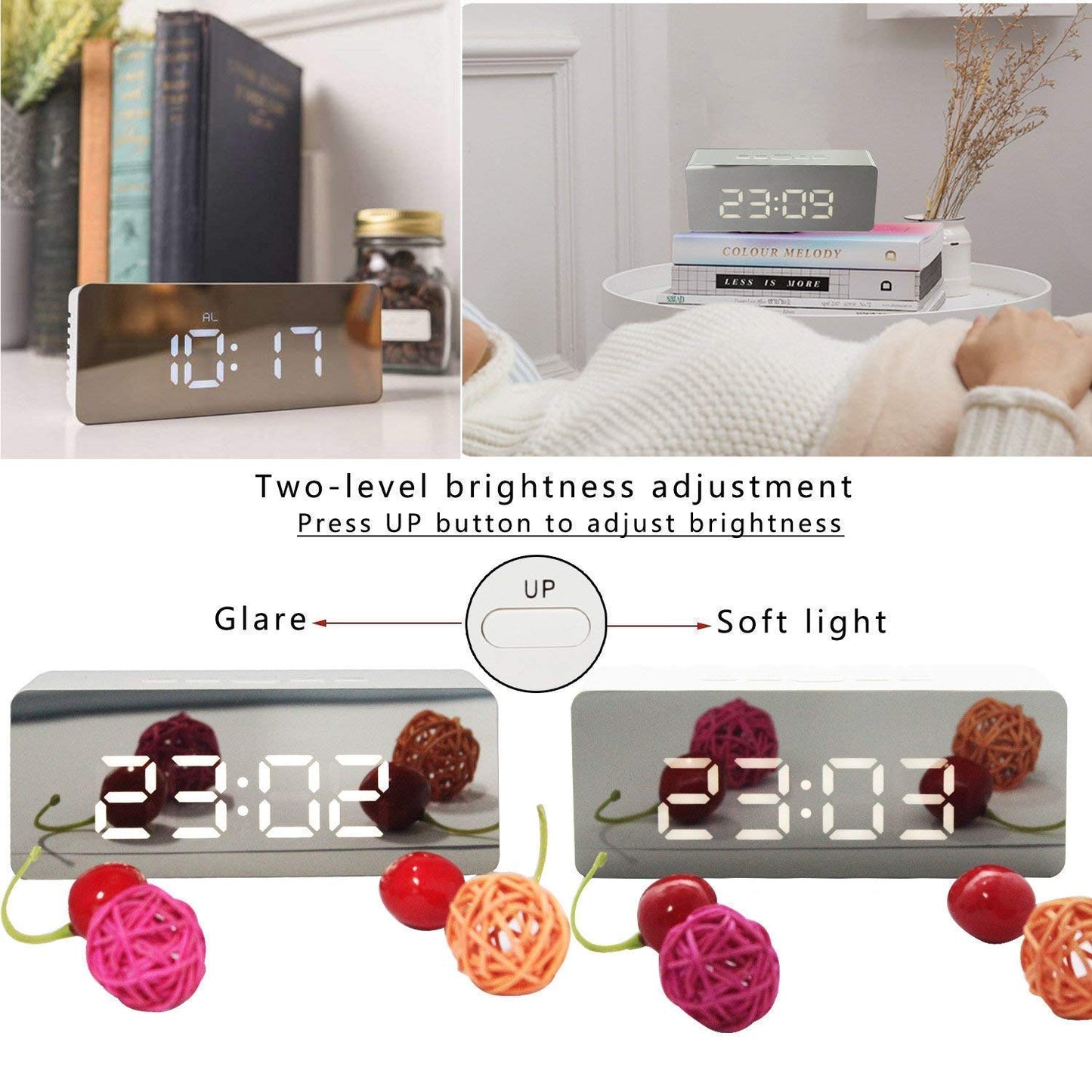 Digital LED Mirror Alarm Clock